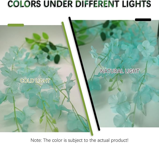 12 Pack Teal Wisteria Hanging Flowers Garland, 3.77 Feet Artificial Flower Vines, Fake Wisteria, Artificial Vines Hanging Garland for Backdrop Outdoor Yard Garden Decor