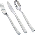 Supernal 180 pieces Silver Plastic Silverware, Disposable Plastic Silverware Heavy Duty, Silver Disposable Cutlery Sets Include 60 Forks, 60 Knives and 60 Spoons Suitable for Birthday, Party, Wedding