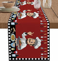 Red Chef Gourmet Cotton Linen Table Runner for Dining Kitchen, Wedding Outdoor Party Tablerunners Decoration, Black White Check Plaid Funny Kitchen Dresser Scarf Coffee Tablecloth Runners 13x36 Inches