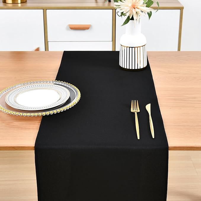 Farmhouse Black Table Runner Dining Table Runners 72 Inches Long Coffee Table Runner for Dresser Living Room Bedroom Holiday Party Banquet 12X72 Inch