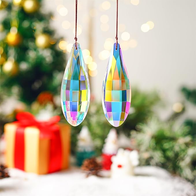 HDCRYSTALGIFTS Pack 2,120mm Colorful Prisms Crystal Suncatchers for Window Hanging Rainbow Maker Crystal Prisms Sun Catchers Indoor Home Garden Decoration