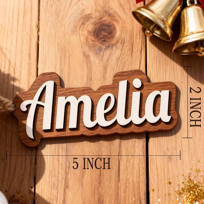 1Pcs Personalized Christmas Stocking Name Tags Custom Wooden Stocking Name Tag Customized Letters Tags Custom Xmas Stockings Hanging Tag Gifts for Christmas Stockings
