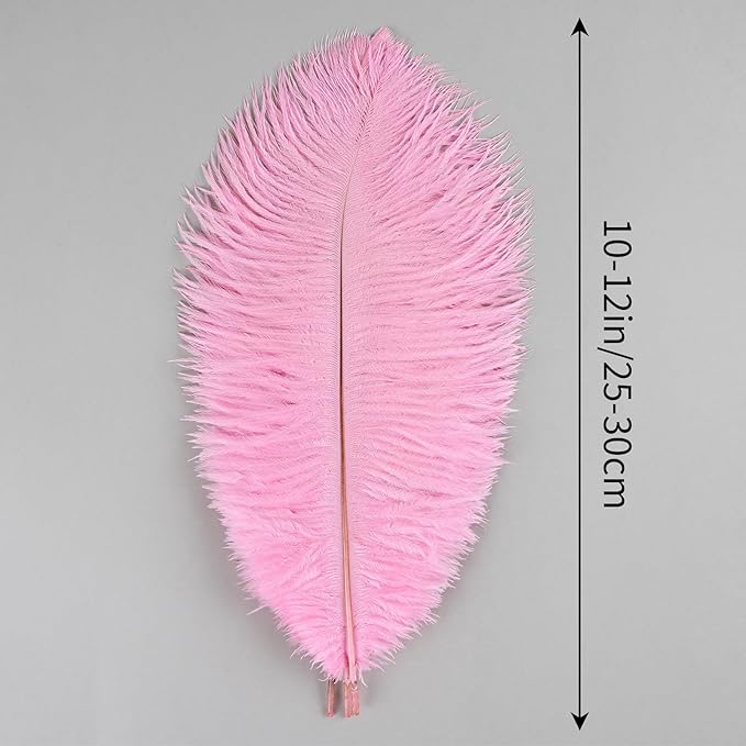 THARAHT Pink Ostrich Feathers 12pcs Natural Bulk 10-12Inch 25cm-30cm for Crafts Wedding Party Centerpieces Easter Gatsbi and Home Decoration Feathers