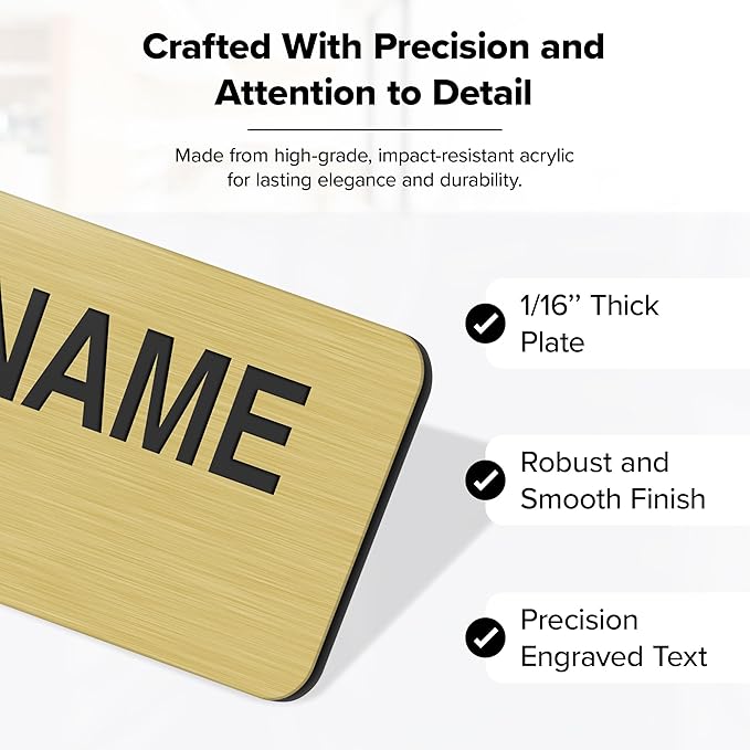 Name Tag, Magnetic Name Tags, Personalized Name Tags, 1" x 3", Durable Engravable Impact Acrylic Material, Made in The USA by My Sign Center (Classic Rectangle)