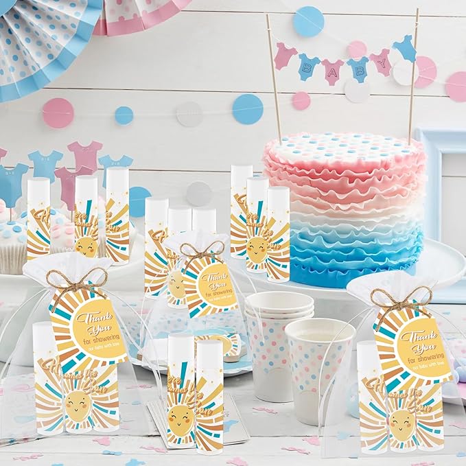 50 PCS Here Comes The Sun Baby Shower Lip Balms Bulk Gift for Guests,Thank You Gifts Sun Birthday Supplies Stuffers,Favors Boys Girls Games Neutral Gender Reveal Thanksgiving Party Favors (Sun)
