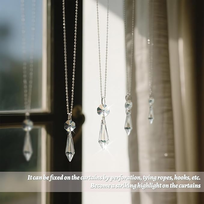 50PCS Premium Clear Crystal Teardrop Prism 2.4" -Crystal Glass Baroque Chandelier Pendant Drop Loose Beads Suncatcher for Holiday Party/Home/Window Decoration/Chandelier Replacement Parts