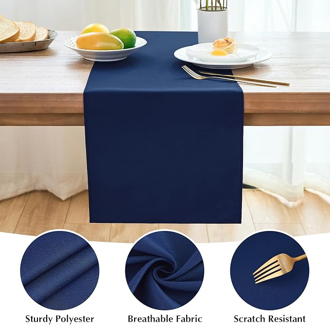 2 Pack Navy Blue Small Short Table Runner 12 x 36 Inch Solid Color Runners Coffee Table Dresser for Daily Party Home Decoration