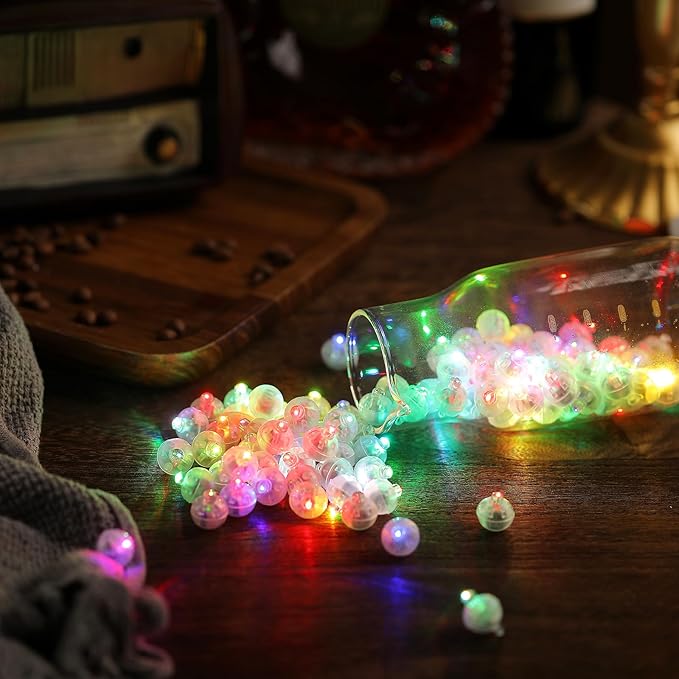 Aogist 50pcs Multicolor Balloon Lights,Long Standby Time Waterproof Mini Light,Battery Powered,Round LED Ball Lamp for Latex Balloon Paper Lantern Party Wedding Festival Christmas Halloween Decorative