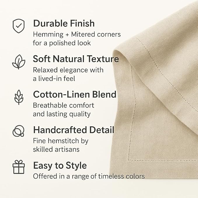 Cotton Linen Table Runner 48 Inches – Small Summer Black Table Runner 14 x 48 Inch – Washable Fabric Scarf Dresser Table Runner for Wedding Decoration, Gift – Eva