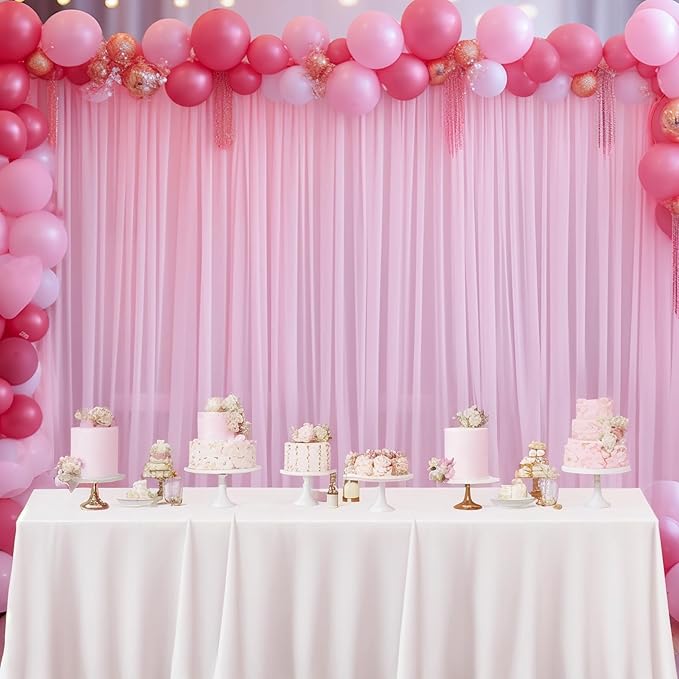 20ft X 10ft Baby Pink Tulle Backdrop Curtain for Parites, Sheer Photo Backdrop Curtains Fabric Drapes for Wedding Ceremony Arch Party Stage Decorations