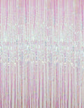 GOER 3.2 ft x 9.8 ft Metallic Tinsel Foil Fringe Curtains Party Photo Backdrop Party Streamers for Birthday,Graduation,New Year Eve Decorations Wedding Decor (Iridescent,1 Pack)