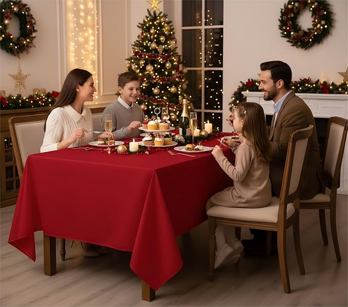 Fitable 8 Pack Table Cloth Rectangle Table: Stain and Wrinkle Resistant Tablecloth Rectangular, Washable Polyester Tablecloths for Wedding Christmas Party Dining Banquet Event(Red, 70x108 Inch)