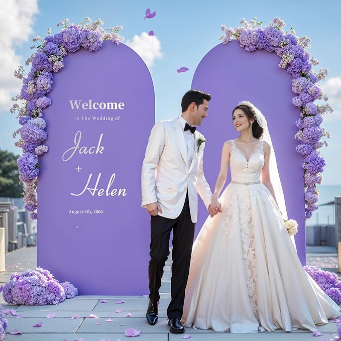 6FT Lavender Arch Backdrop Cover - Polyester Fitted Wedding Arch Stand Covers Round Top Chiara Arch Backdrop Cover for Birthday Party Banquet Photo Background Decoration