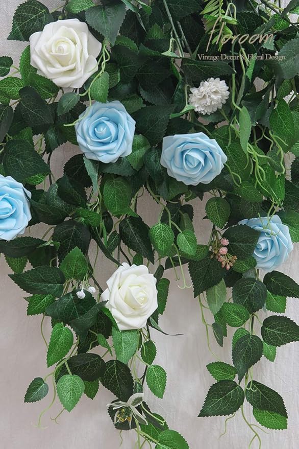 Floroom Artificial Flowers 50pcs Real Looking Ivory Foam Fake Roses with Stems for DIY Wedding Bouquets White Baby Shower Centerpieces Floral Arrangements Party Tables Home Decorations