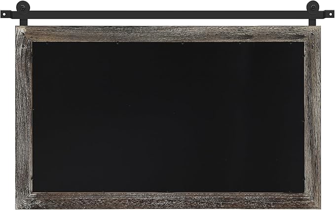 COGOOD Farmhouse Barn Door Mirror - 41" x 26" Rustic Wood Framed Wall Mirror for Bathroom, Living Room, Entryway Wall Decor (Speckled White)