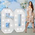 Marquee Numbers Large 60th-Birthday Decorations: 4ft Light Up Number Party Decor 60 Year Old Women And Men Birthday Decoration Backdrop Anniversary Cardboard Big Mosaic Balloon Frame Number 60
