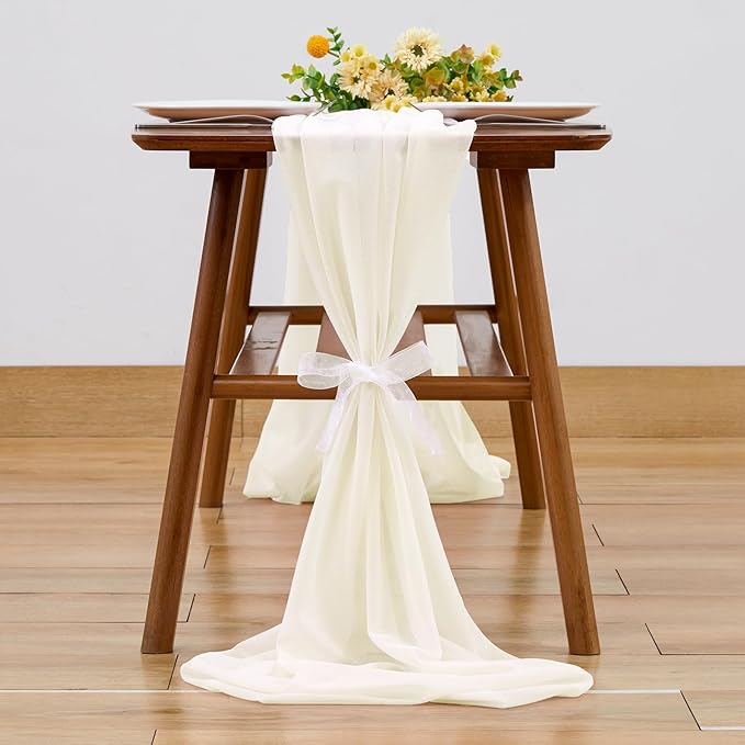 Wedding Arch Draping Fabric, 1 Panel 28" x 19Ft Ivory Arch Drapes Sheer Backdrop Curtain for Wedding Ceremony Party Ceiling Decor