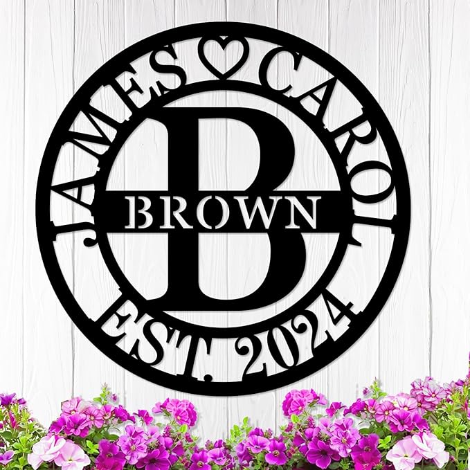 Personalized Custom Split Letter Family Name Sign, Large Metal Decor, Established Sign, Anniversary Wedding Gift