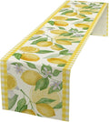 Lemon Table Runner,Yellow White Buffalo Plaid Summer Table Runner for Kitchen Dining Table Home Party Decoration 13x108 Inch
