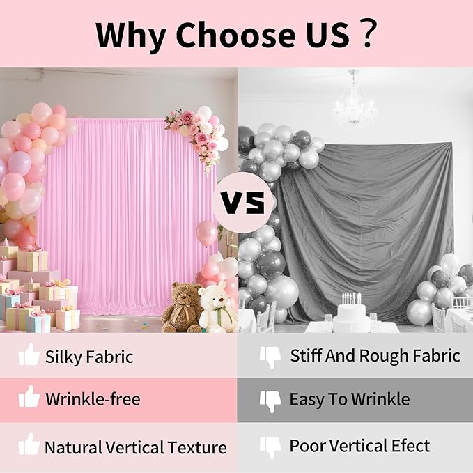 20x10ft Backdrop Curtains for Parties, 4 Panels 5x10ft Curtains Photography Drapes Rod Pocket Curtain Backdrop for Birthday Wedding Baby Shower Home Decor