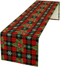 Christmas Table Runner, Red Check Plaid Winter Xmas Holiday Table Cloth Kitchen Dining Table Decoration for Home Party Decor 13x36 Inch