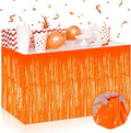 3 Pack 29 x108 Inch Macaron Orange Foil Fringe Table Skirts Metallic Banner for Tinsel Streamer Garland Backdrop for Parade Floats Wedding Thanksgiving Birthday Christmas New Year Party Decoration