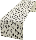 Dog Paws Table Runner,Cartoon Cute Black White Animal Footprints Abstract Tablecloth Burlap for Hotel Indoors Outdoor Dining Room Kitchen Home Decor,W13X L36 in