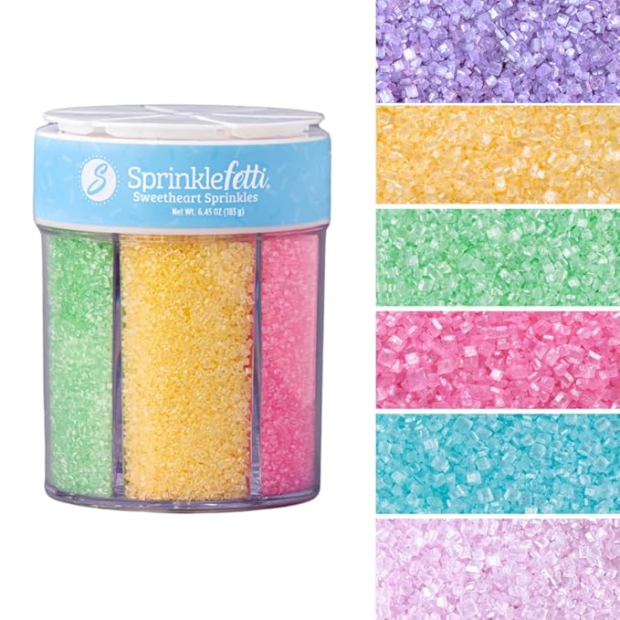 Sweets Indeed Sprinkles 6 Cell Edible Sprinkle Mix Jimmies Perfect for Cake Decorations Baking Ice Cream Cookies Cupcake Topper (Pastel)