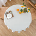 NLMUVW White Linen Tablecloth Round 36 Inch Textured Rustic Table Cloth Water Resistant Farmhouse Table Cover for Kitchen Dining Cafe