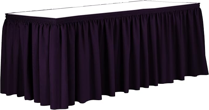Ultimate Textile Pleat Polyester Fabric Table Skirt - Machine Washable Flame Resistant with Clips for Events, Weddings & Trade Shows, Cut & Sewn in Paterson, NJ - Aubergine, 14' Shirred Pleat
