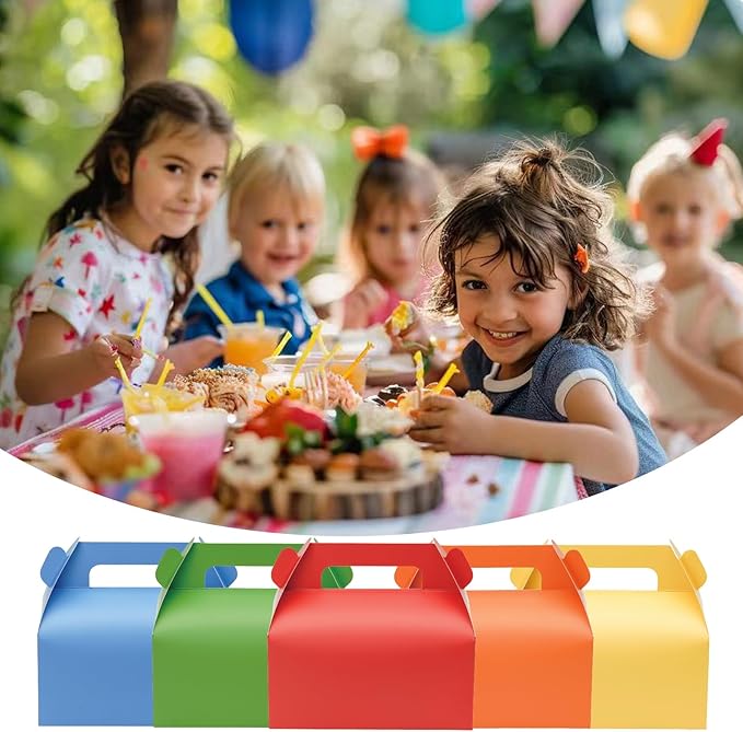 UnicoPak 30 Pack Yellow Gable Treat Boxes Party Favor Goodie Bag Boxes for Candy Treats Snacks Cookie Toys for Birthday Party Special Events, 6.5x3.5x3.5 Inches