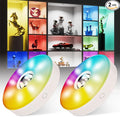 Rechargeable Puck Lights with Remote Control, 12 Color Changing Under Cabinet Lighting, Wireless RGB tv Led lights for bedroom & Closet, Dimmable Magnetic under counter lights for kitchen, Shelf,Party