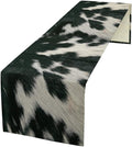 Cow Skin Print Table Runner, Rustic Country Farm Fur Skin Cowhide Pattern Western Style Black White Print Table Runner for Home Kitchen Dinning, 13x36 Inch