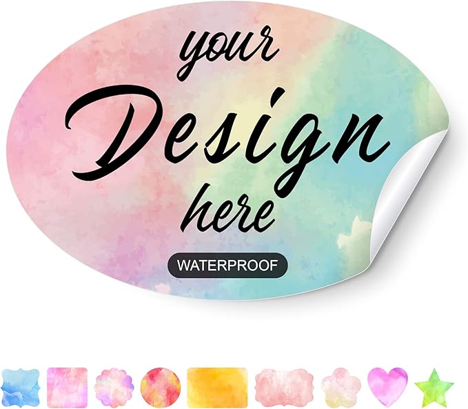 Custom Personalized Labels - Oval Stickers With Any Design, Image, Logo, Text for Business, Thank You Labels, 100 Count (3"x1")