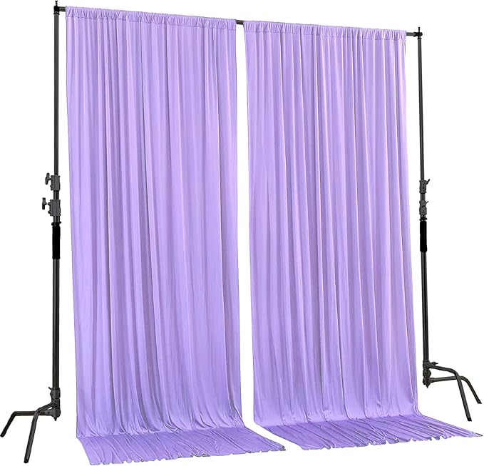 AK TRADING CO. 10 feet x 10 feet Polyester Backdrop Drapes Curtains Panels with Rod Pockets - Wedding Ceremony Party Home Window Decorations - Lavender