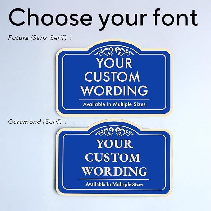 Custom Decorative Outdoor Metal Sign, Personalized Aluminum, Customized Driveway Sign, Waterproof Made In USA, Design 1 Blue Steel 12x8 In