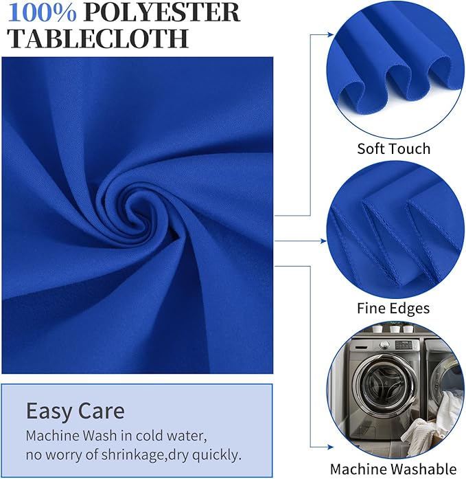 6 Pack Round Tablecloths - 90 Inch, Royal Blue Polyester Table Cover for Round Table, Stain and Wrinkle Resistant Washable Fabric Table Cloth, Polyester Tablecloth for Wedding Banquet Parties