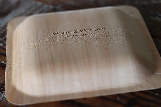 Mr. and Mrs. Disposable Wedding Plates – Rustic, Compostable Alternative to Plastic Plates for Wedding Receptions, Engagement Parties, and Rehearsal Dinners (Appetizer, 50-Pack)