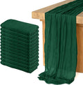12 Pack Cheesecloth Table Runner 10Ft Christmas Gauze Boho Table Runners for Wedding Decor Bridal Shower Decorations Baby Shower Party(35" x 120")(Emerald Green)