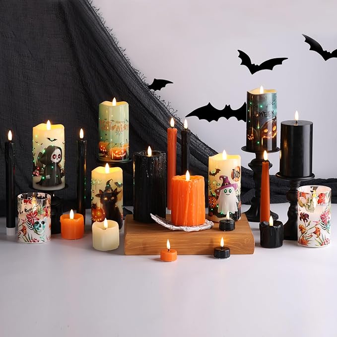 Eywamage Ivory Dripping Wax Flameless Votive Candles with Remote Batteries, 2x2 in Flickering Christmas LED Candles Set of 6