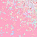 xo, Fetti Bow Confetti - 200 pc | Bachelorette Party Pink and Iridescent, Engagement Party Decoration, Tying the Knot Table Decor, Bride To Be Coquette Ribbon Bridal Shower Supplies
