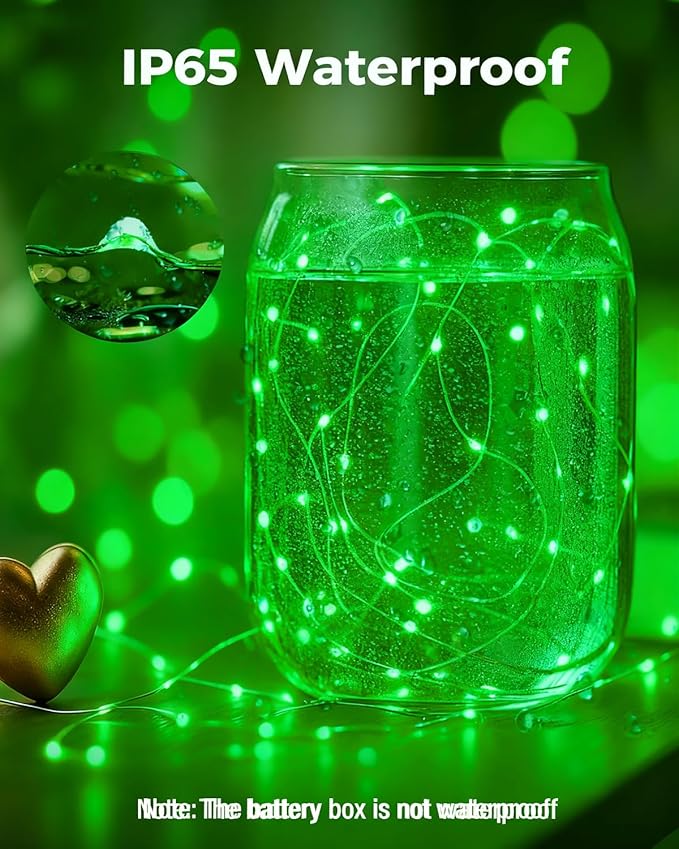 btfarm 12 Pack Fairy Lights Battery Operated, 7FT 20 LED Mini String Lights Waterproof Silver Wire for Mason Jars Centerpiece Table Crafts Bedroom Christmas Decoration, Green