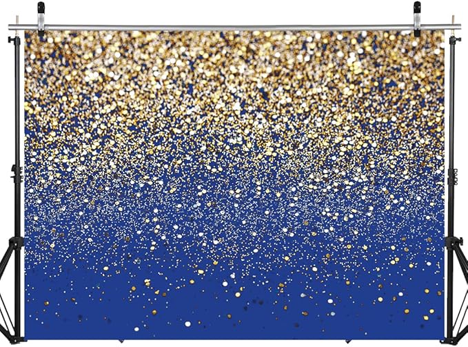 SJOLOON Blue Glitter Backdrop Royal Photo Backdrop for Birthday Party Decoration Graduation Studio Props 12558 (10x8FT)