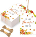 100PCS Thank You Gift Tags Fall Gift Tags with String So Thankful for You Tag for Thanksgiving Present Wrapping Wedding Autumn Holiday Party Favors