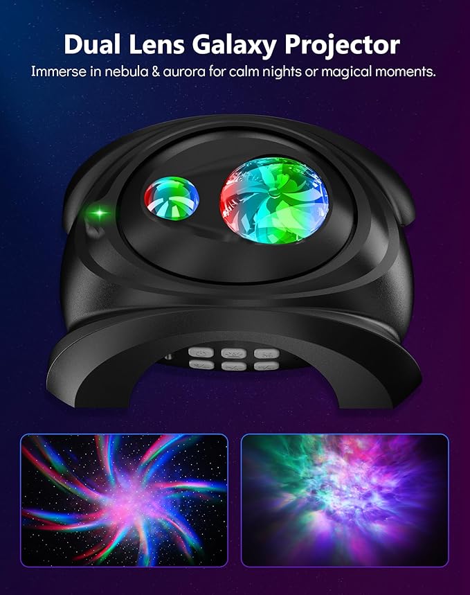 Rossetta Galaxy Projector, 58 Lighting Effects Star Projector Bluetooth Speaker White Noise Night Light, Galaxy Light Projector with Remote Control and Timer for Ceiling, Home Decor, Kids Room, Party
