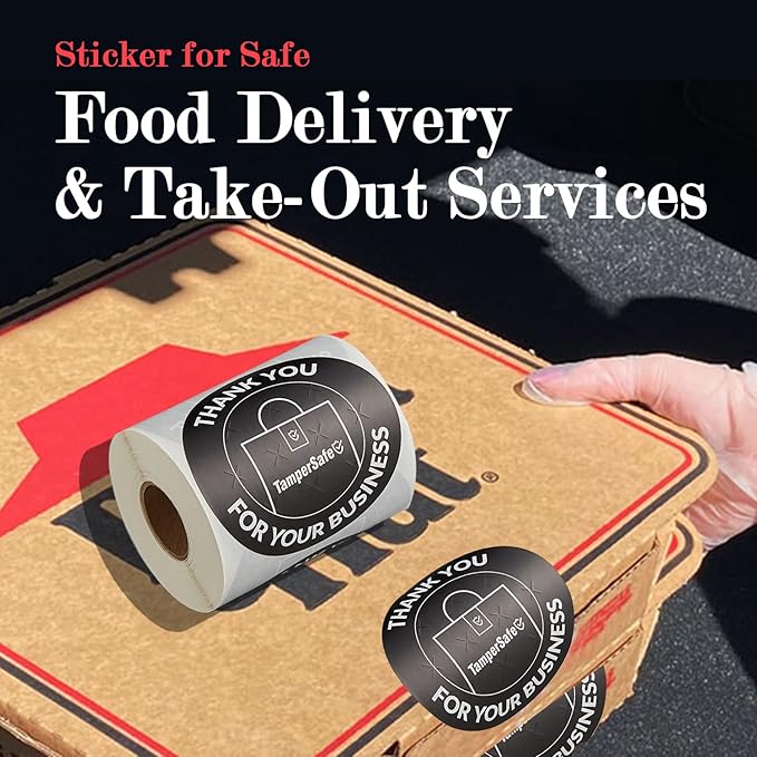 Angel's Peel Lounge Thank You Tamper Proof Stickers Roll — Tamper Evident Stickers for Delivery Bags, Drink Lids, Food Containers, Writable Seal Tape, Thank You Labels - 3x3in 250-COUNTS, BLACK, ROUND