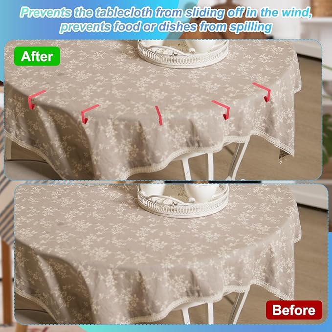 uxcell 4 Pack Tablecloth Clips, Stainless Steel Table Cloth Cover Clamps, 2.56" x 2.68" Windproof Holder Clips for Home Party Picnic Wedding Camping Dining Tables, Rose Red