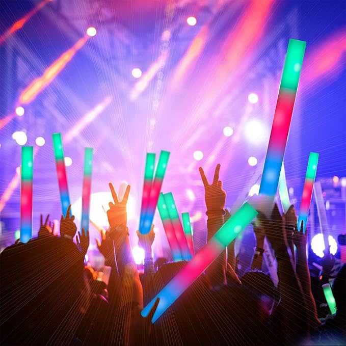 174 Pack LED Foam Glow Sticks, Glow Stick Bulk Party Pack with 3 Modes Colorful Flashing, Glow in Dark Party Supplies for Wedding, Raves, Concert, Camping