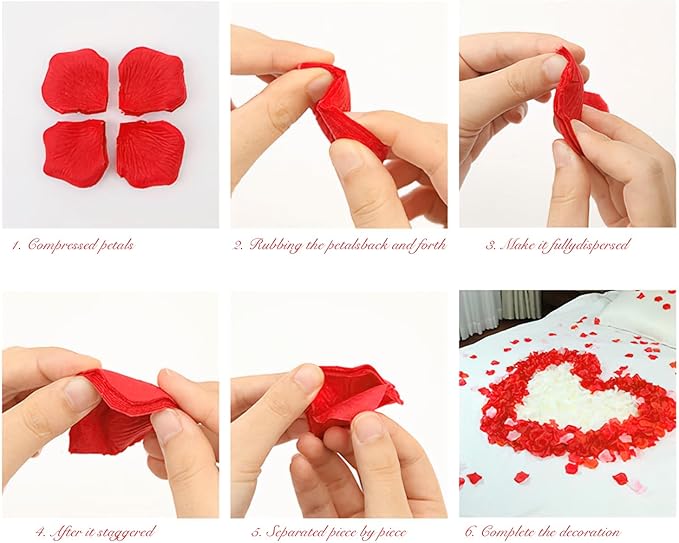 2000Pcs Rose Petals, Artificial Flower Petals Fake Rose Petals for Romantic Night,Wedding,Proposal Anniversary Flower Decorations (Big Red Dot Black, 2000pcs)