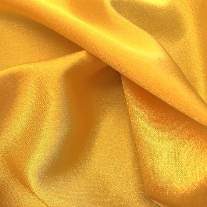 MDS Pack of 50 PCS Satin Chair Sashes Charmeuse Sateen Dining Chair Bows Ribbon Ties Back Sash for Wedding Party Birthday Home Hotel Restaurant Banquet Decoration (7 x 108 Inch, Yellow Gold)